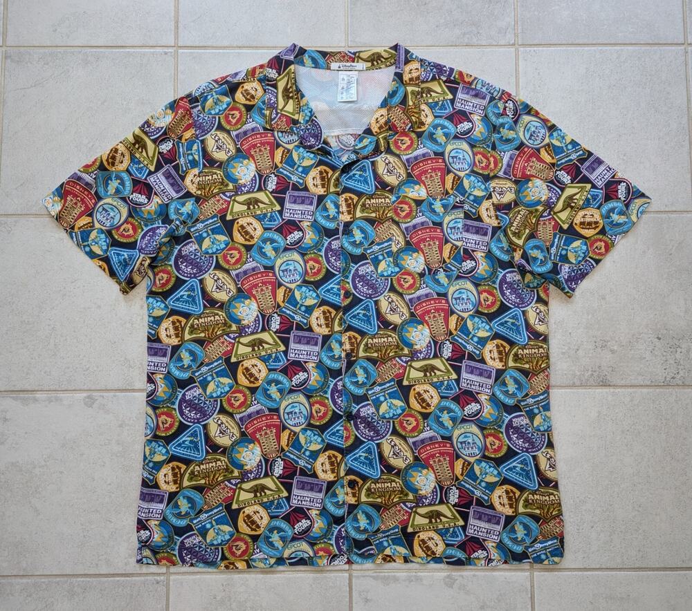 Disney Parks Men's XXXL Shirt Colorful Attractions Disneyland All Over Print